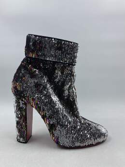Authentic Christian Louboutin Silver Sequin Booties W 10