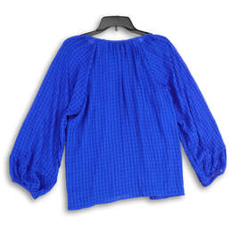 Womens Blue lace Balloon Sleeves Round Neck Pullover Blouse Top Size Small alternative image