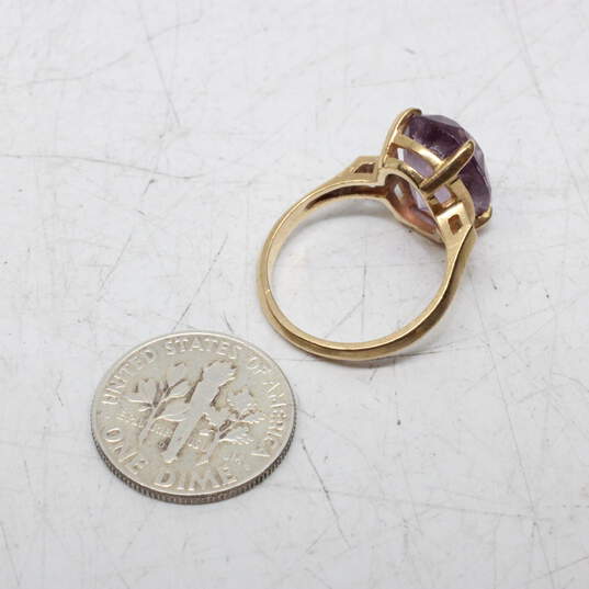 14K Yellow Gold Oval Amethyst Ring Size 5.5 - 4.0g image number 5