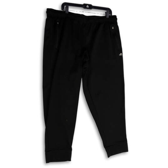 Mens Black Elastic Waist Pockets Pull-On Tapered Leg Jogger Pants Size XXL image number 1