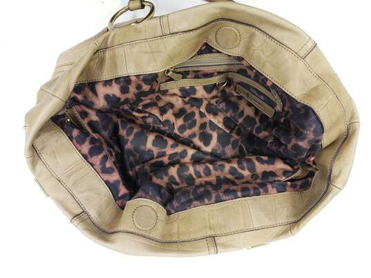 B. Makowsky Brown Leather Tote Bag Cheetah Print Interior image number 9