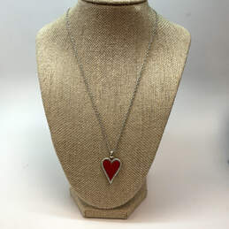 NWT Designer Brighton Silver-Tone Link Chain Red Heart Pendant Necklace