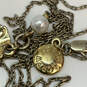 Designer J. Crew Gold-Tone Link Chain White Pearl Classic Pendant Necklace image number 4