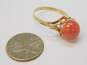 Vintage 14K Yellow Gold Red Coral Bead Ring 3.4g image number 5