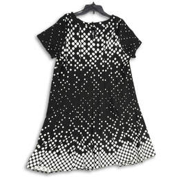 Womens Black White Polka Dot Pleated Keyhole Back Mini Dress Size 18/20 alternative image