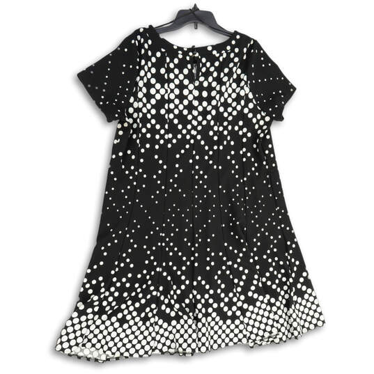 Womens Black White Polka Dot Pleated Keyhole Back Mini Dress Size 18/20 image number 2
