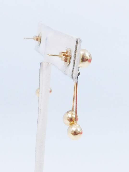 14K Yellow Gold Ball Drop Earrings 3.2g image number 2