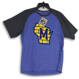 NWT Cooperstown Collection Mens Blue MLB Milwaukee Brewers Pullover T-Shirt Sz M