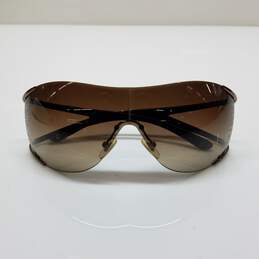 Versace Brown Embellished Shield Sunglasses AUTHENTICATED