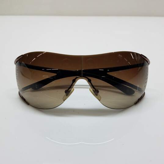 Versace Brown Embellished Shield Sunglasses AUTHENTICATED image number 1
