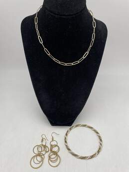 Set Of 3 Womens Gold Tone Necklace Bracelet & Earrings 30g J-0530976-H-05