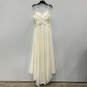 NWT Womens Ivory Pleated V Neck Sleeveless Chiffon Wedding Maxi Dress Sz 8 image number 1