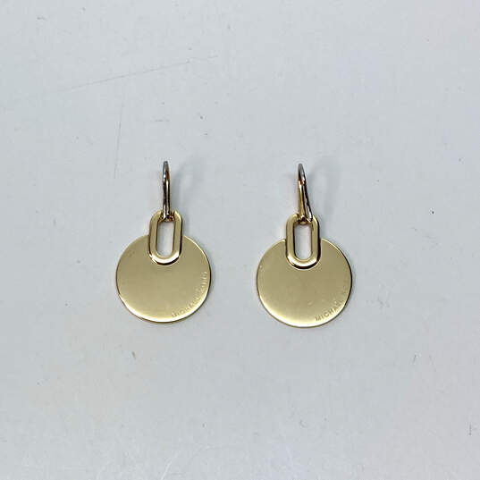 NWT Designer Michael Kors Gold-Tone Rhinestone Pave Disc Drop Earrings image number 1