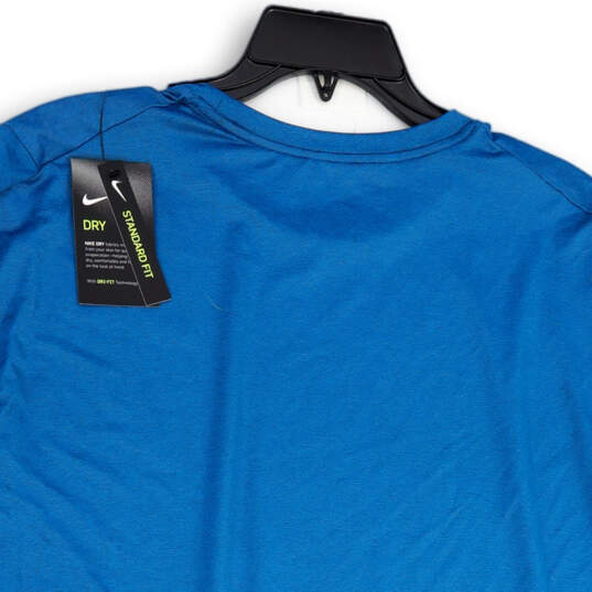 NWT Mens Blue Round Neck Short Sleeve Pullover Dri-Fit T-Shirt Size Large image number 4