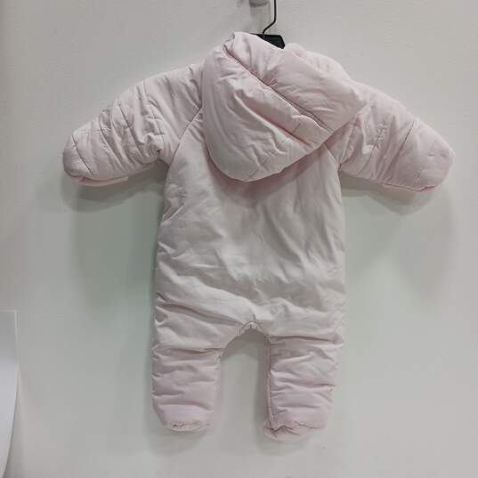 NWT Baby Girls Pink Bow Long Sleeve Puffer Pram Suit Onesie Size 18-24 Months image number 2