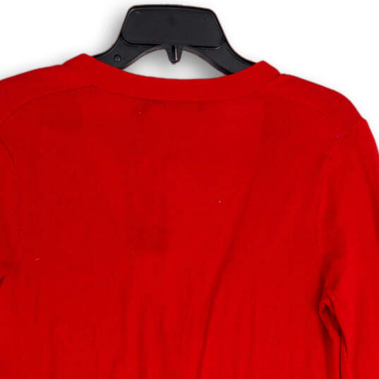 NWT Womens Red Tight-Knit Long Sleeve Button Front Cardigan Sweater Size S image number 4