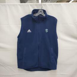 Adidas Unisex NHL Seattle Kraken Hockey Blue Fleece Vest Size L