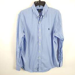 Ralph Lauren Men Blue Plaid Button Up Shirt L