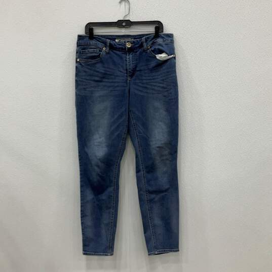 Womens Blue Denim Stretch Medium Wash 5-Pocket Design Skinny Jeans Size 14 image number 1
