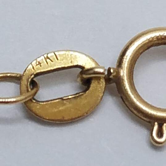 14K Gold Carved Jade-Like Pendant Necklace 6.1g image number 6