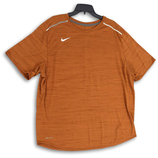 Mens Orange Heather Dri-Fit Crew Neck Short Sleeve Pullover T-Shirt Sz XXL image number 4