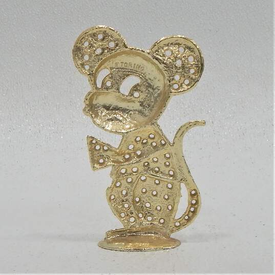 Vintage 1970s Torino Gold Tone Mouse & Unicorn Earring Holders image number 2