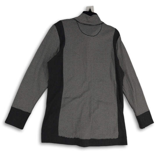 Womens Gray White Striped Mock Neck Long Sleeve Full-Zip Jacket Size 2XL image number 2