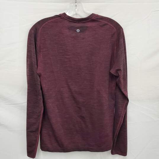 Lululemon Men's Athletica Heather Red Stretch Long Sleeve Tee Size MM image number 2