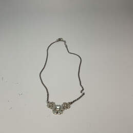 Designer Brighton Silver-Tone Rhinestone Link Chain Pendant Necklace w/ Bag