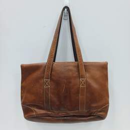 L.L. Bean Brown Leather Messenger Bag alternative image