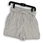 NWT Womens White Black Striped Waist Belt Flat Front Paperbag Shorts Sz XS image number 2