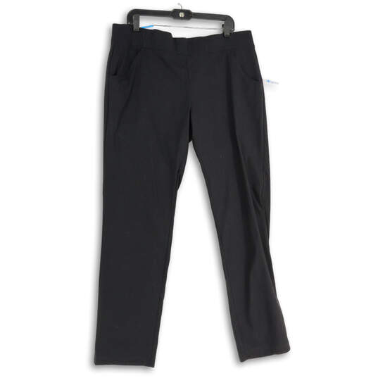 Womens Black Flat Front Elastic Waist Pull-On Ankle Pants Size XL image number 1