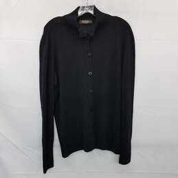 Loro Piana Baby Cashmere Black Button Up Sweater Size 46