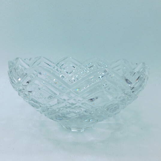 Rogaska Crystal Diamond Design Saw Cut Edge Centerpiece Bowl 10 inch image number 2