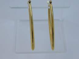 14K Yellow Gold Puffed Pointed Oblong Hoop Earrings 2.8g