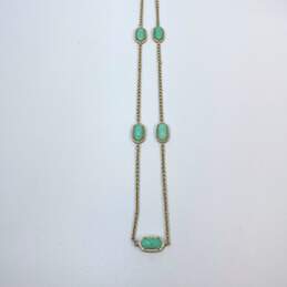 Designer Kendra Scott Gold-Tone Green Turquoise Stone Chain Necklace alternative image