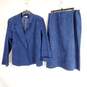 I.Magnin Women Blue Suede Suit Set Sz 22 image number 1