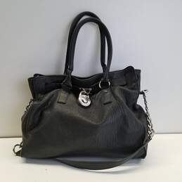 Michael Kors Hamilton Black Leather Padlock Shoulder Tote Bag alternative image