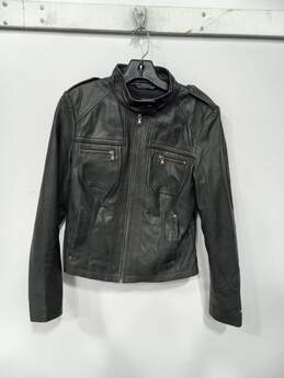 Andrew Marc Black Leather Motorcycle Jacket Women's Size M