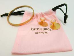 Kate Spade Designer Gold Tone Earrings & Bangle Bracelet 37.8g