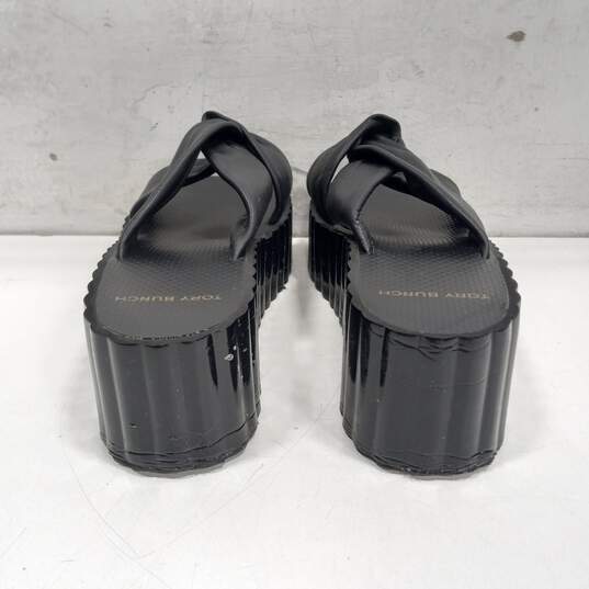 Tory Burch Leather Black Platform Slip On Sandals Size 11M image number 3