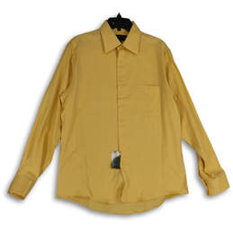 NWT Mens Yellow Button Front Spread Collar Long Sleeve Dress Shirt Size M