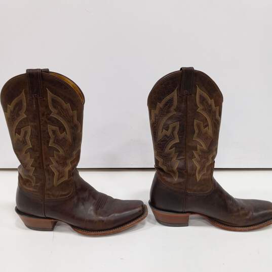 Men's Brown Justin's Leather Square Toe Western Cowboy Boots Size 10.5 image number 2