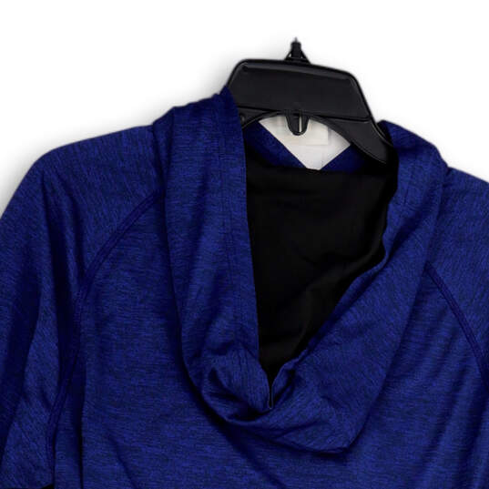 Mens Blue Long Sleeve Stretch Snap Front Hooded Pullover T-Shirt Size M image number 4