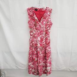 Talbots Petites Pink Sleeveless Zip Back Floral Dress Size 4P