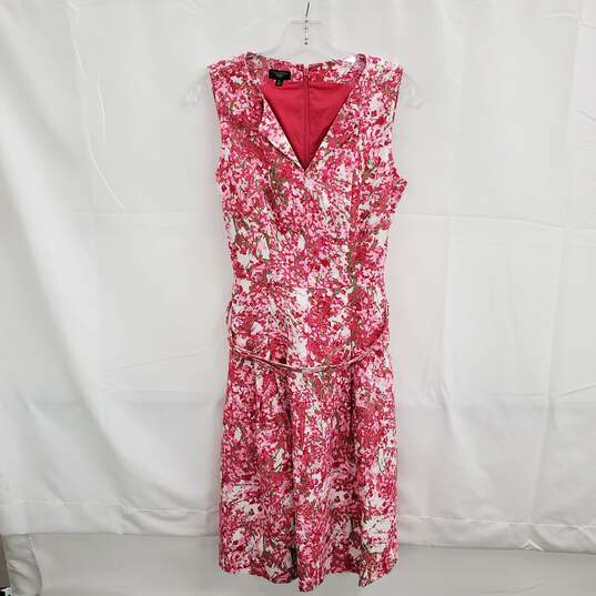 Talbots Petites Pink Sleeveless Zip Back Floral Dress Size 4P image number 1