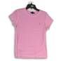 Ralph Lauren Womens Pink White Striped Crew Neck Pullover T-Shirt Size XL image number 1