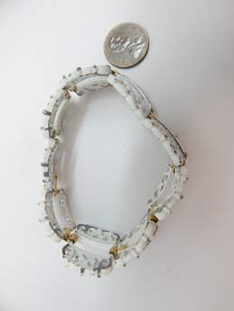 Vintage Crown Trifari White Enamel Scrolled & Gold Tone Panel Bracelet 40.1g alternative image