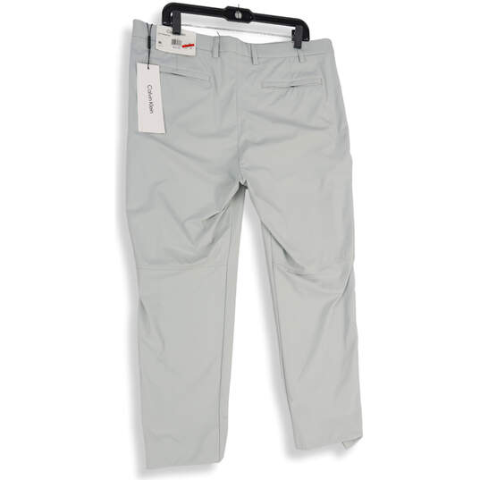 NWT Mens Gray Flat Front Slash Pockets Straight Leg Chino Pants Size 38/30 image number 2