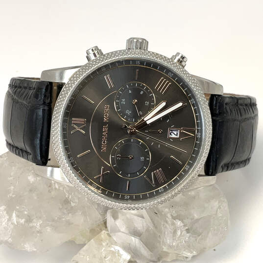 Designer Michael Kors Hawthorne MK8393 Black Round Dial Analog Wristwatch image number 1